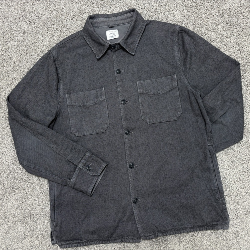 Save Khaki United SKU Shacket Field Shirt Jacket Gray Herringbone USA Mens Large